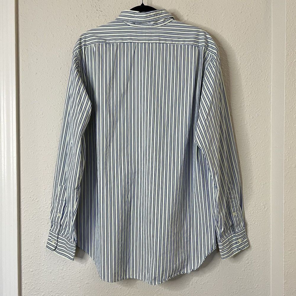 Polo Ralph Lauren GREEN/BLUE/WHITE STRIPED Classic Fit  Button Down Shirts - Picture 4 of 5